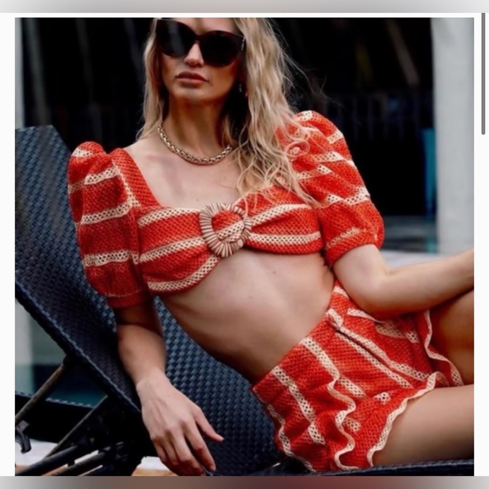 PatBO Striped Crocheted Set